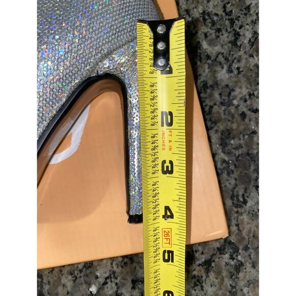 Public Desire Calf Length Silver direct silver sequin 5 Size 7 NWT - Picture 3 of 10